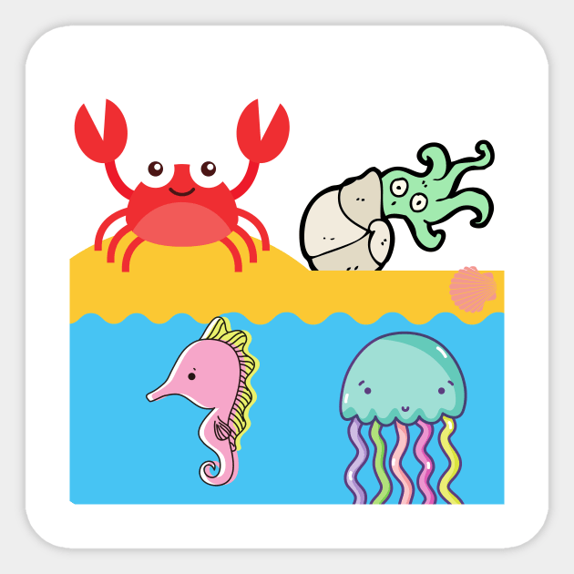 Kids Sea Life Design Sticker by LaurelBDesigns